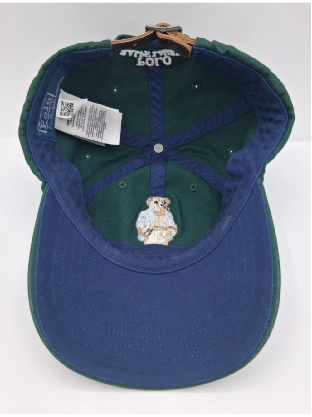 POLO RALPH LAUREN Men's Cap Bear Hat Green Leather Strap Preppy - Picture 5 of 6